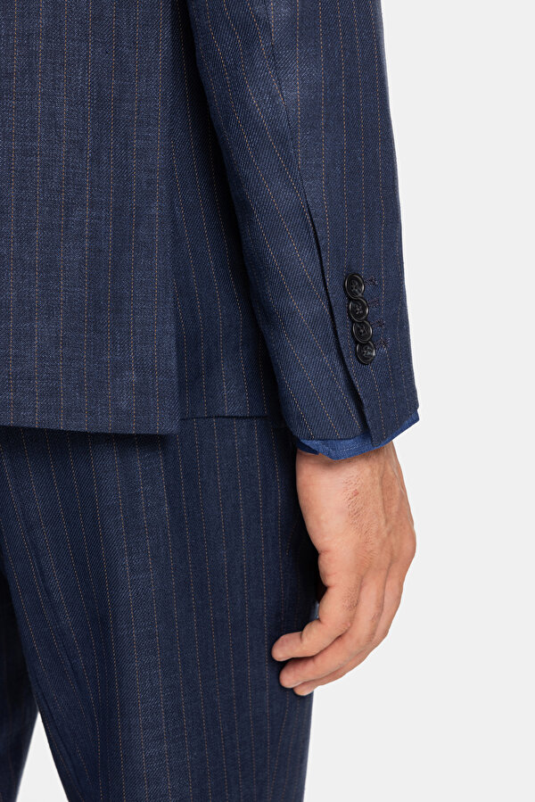 NAVY BLUE LINEN WOOL SUIT 6