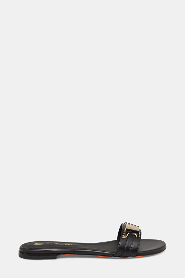 BLACK LEATHER SLIPPER