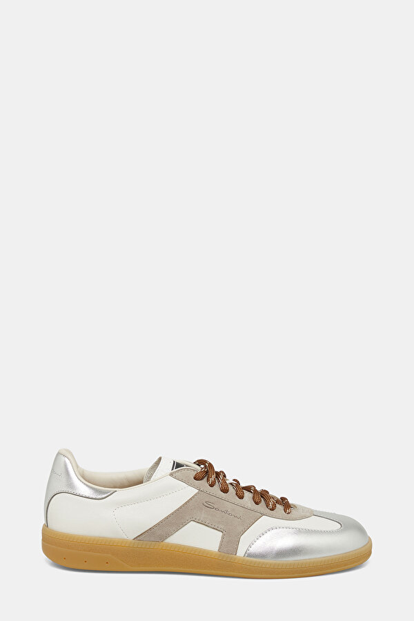 GÜMÜŞ-BEJ DERİ SNEAKER