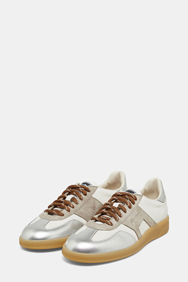 GÜMÜŞ-BEJ DERİ SNEAKER 2