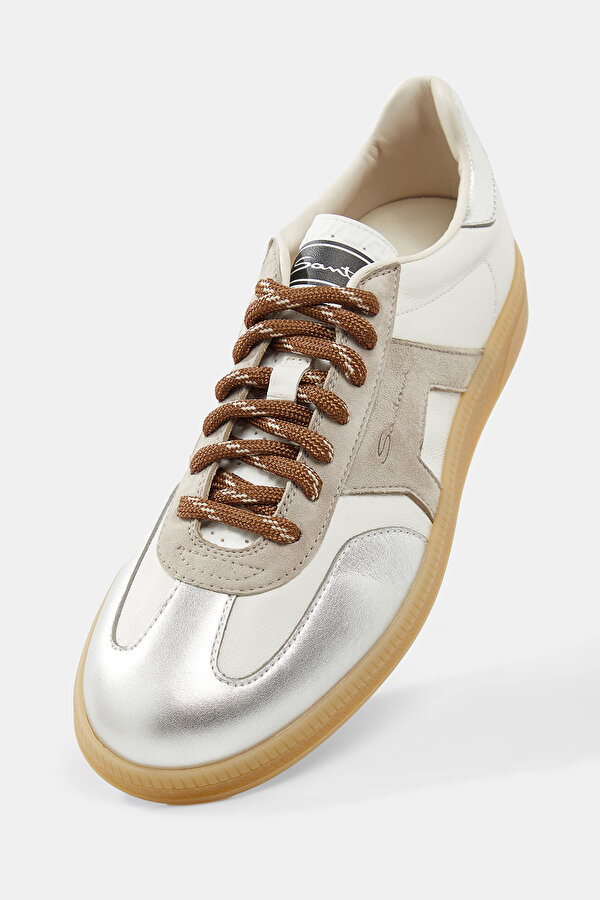 GÜMÜŞ-BEJ DERİ SNEAKER 6