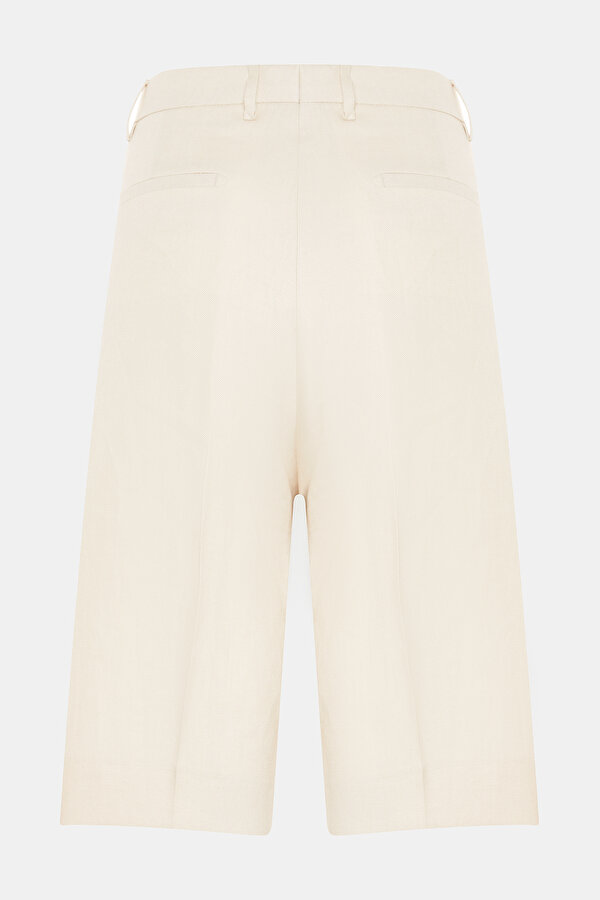 CREAM HIGH WAIST LINEN SHORTS 6