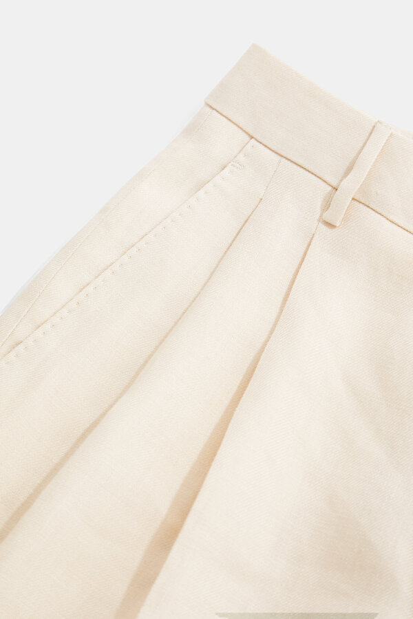CREAM HIGH WAIST LINEN SHORTS 7