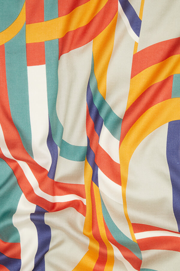 LIGHT GREEN GEOMETRIC DESIGN VOILE SILK SHAWL 2