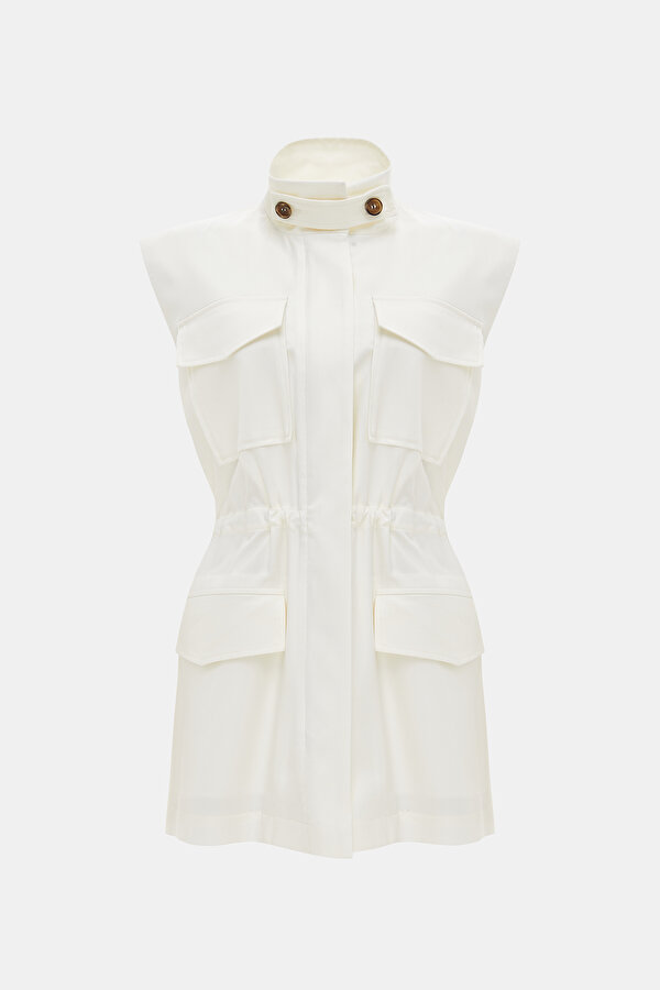 ECRU UPRIGHT COLLAR VEST 6