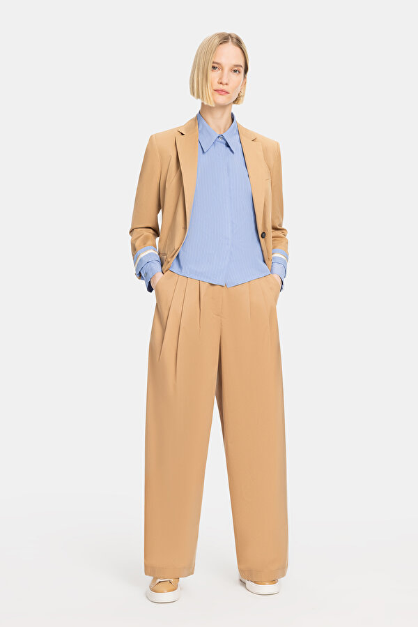 CAMEL WIDE LEG TROUSERS