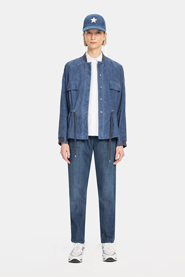 NAVY BLUE SKINNY LEG TROUSERS