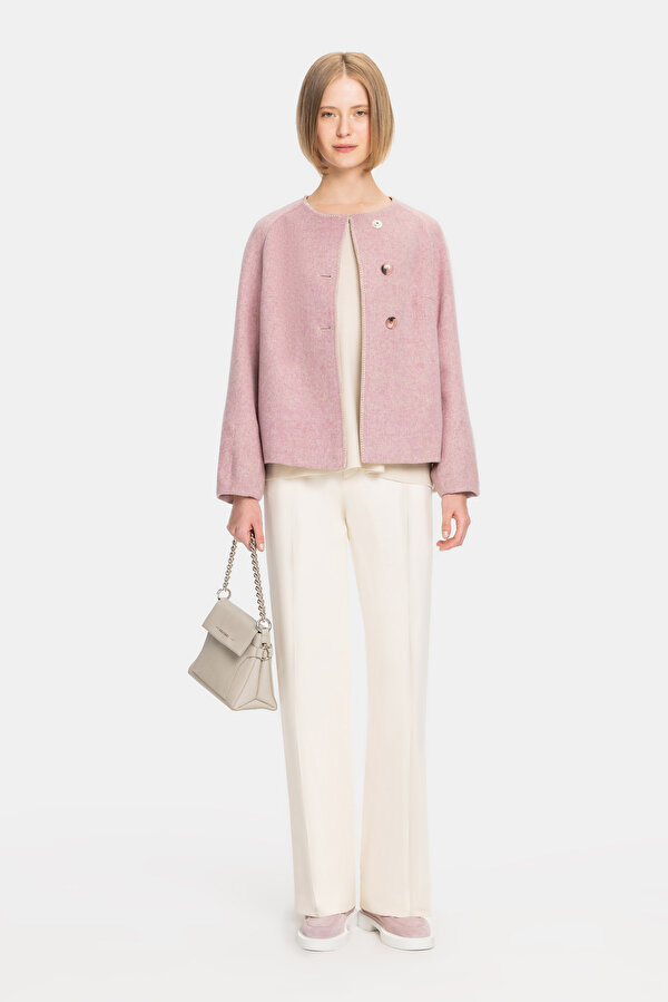 PINK BASIC / ROUND NECKLINE JACKET
