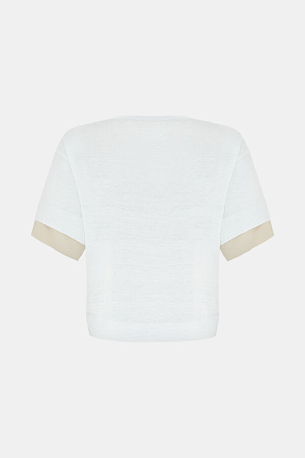 BEIGE V NECK SHORT SLEEVE TSHIRT 6