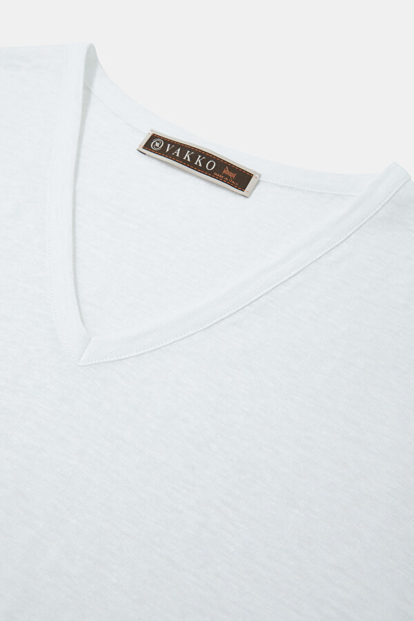 BEIGE V NECK SHORT SLEEVE TSHIRT 7