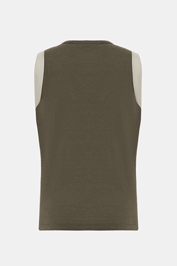 KHAKI BASIC / ROUND NECKLINE SLEEVELESS TSHIRT 2