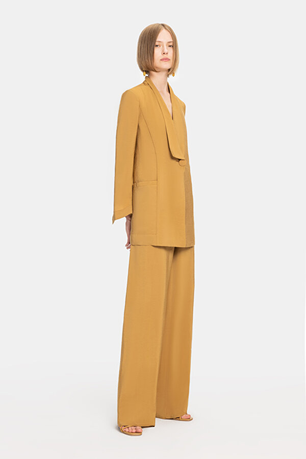 CAMEL WIDE LEG TROUSERS