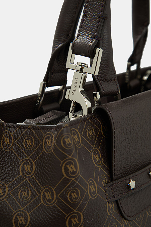 BEIGE MONOGRAM LEATHER BAG 6