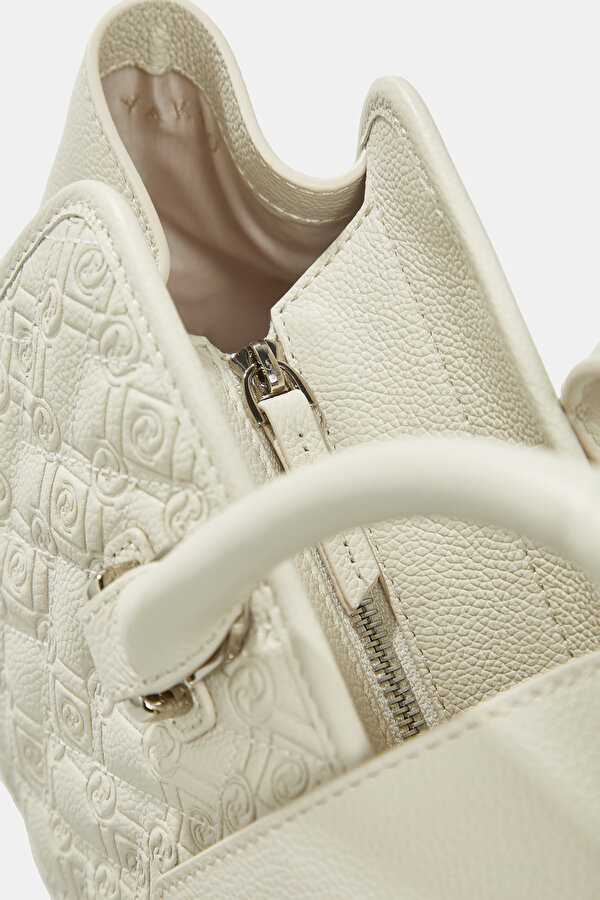ECRU MONOGRAM LEATHER BAG 6