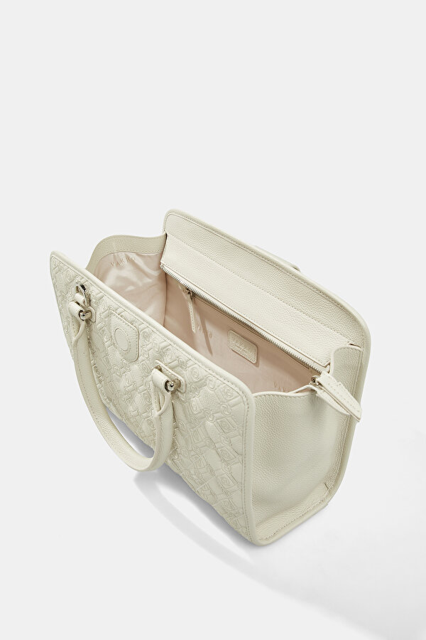 ECRU MONOGRAM LEATHER BAG 7