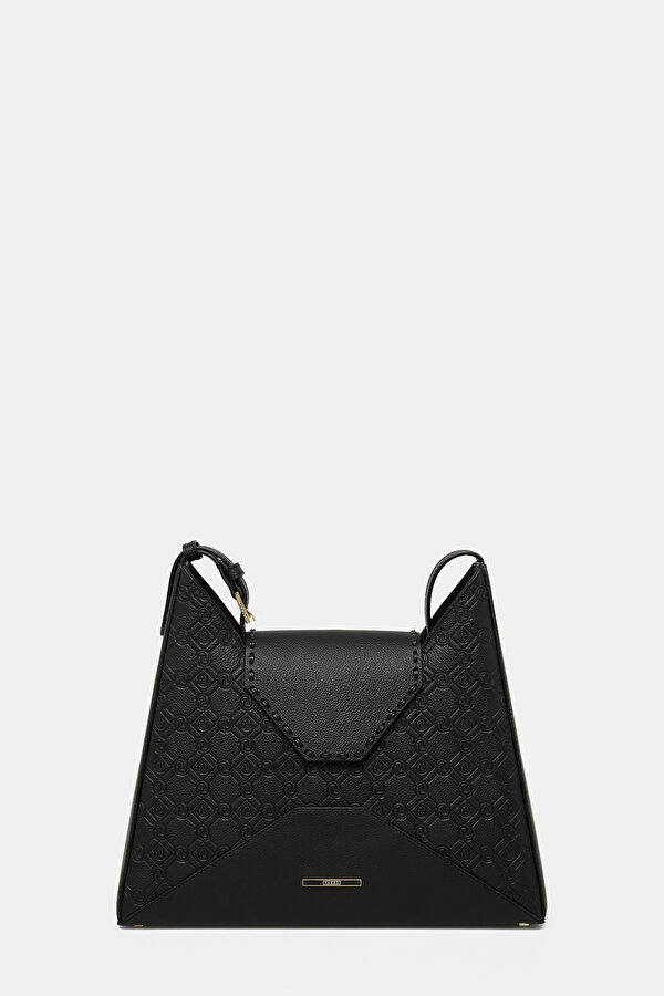 BLACK MONOGRAM LEATHER BAG