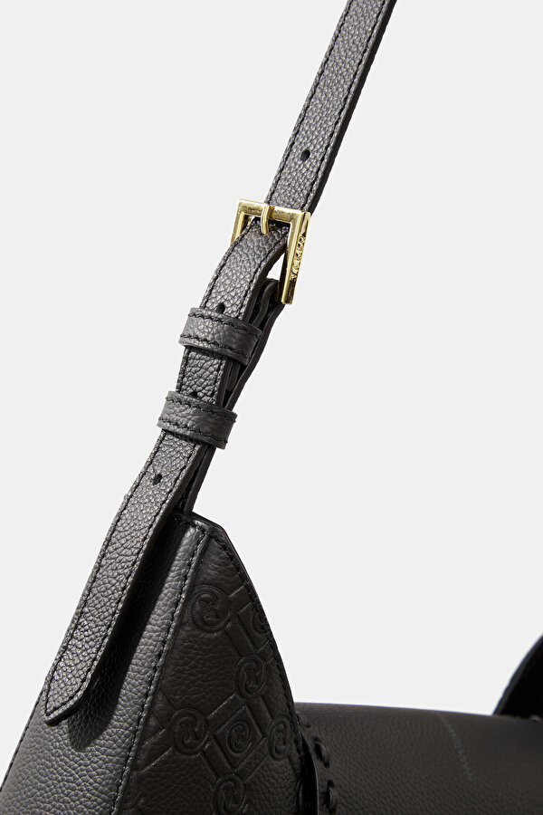BLACK MONOGRAM LEATHER BAG 6