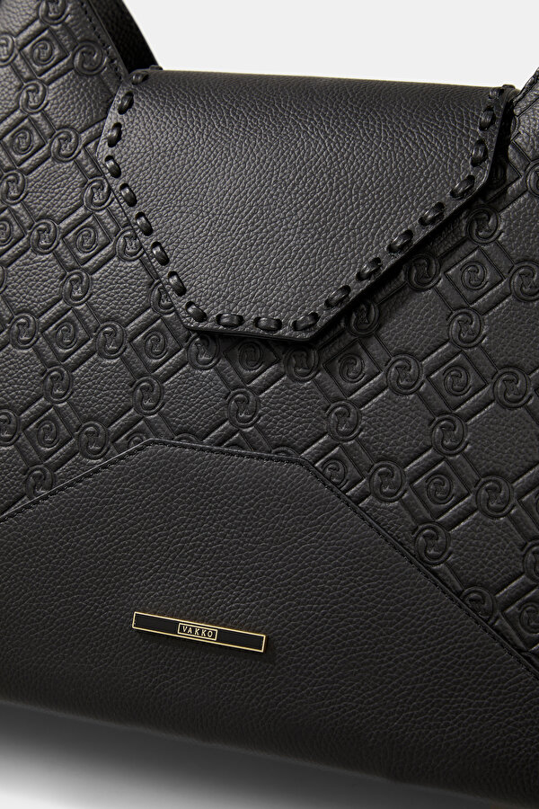 BLACK MONOGRAM LEATHER BAG 7