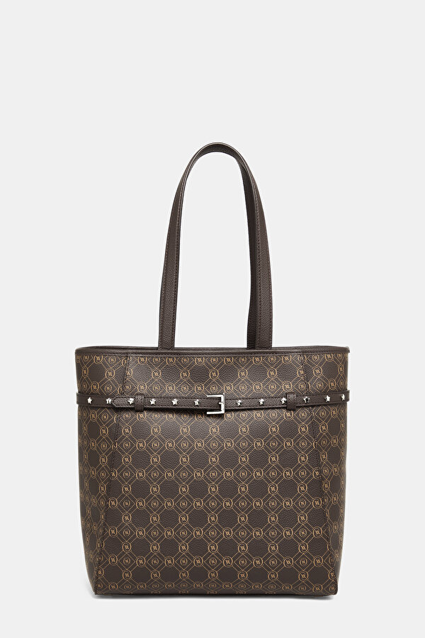 BEIGE MONOGRAM LEATHER BAG