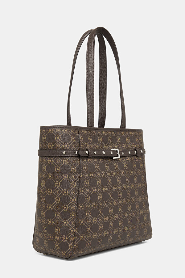 BEIGE MONOGRAM LEATHER BAG 2