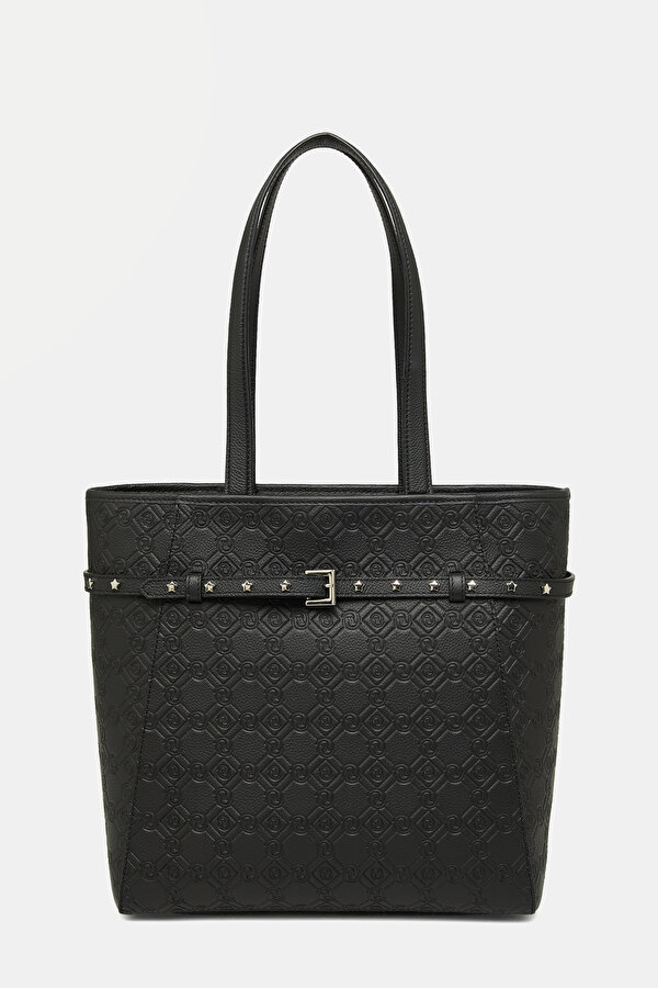 BLACK MONOGRAM LEATHER BAG