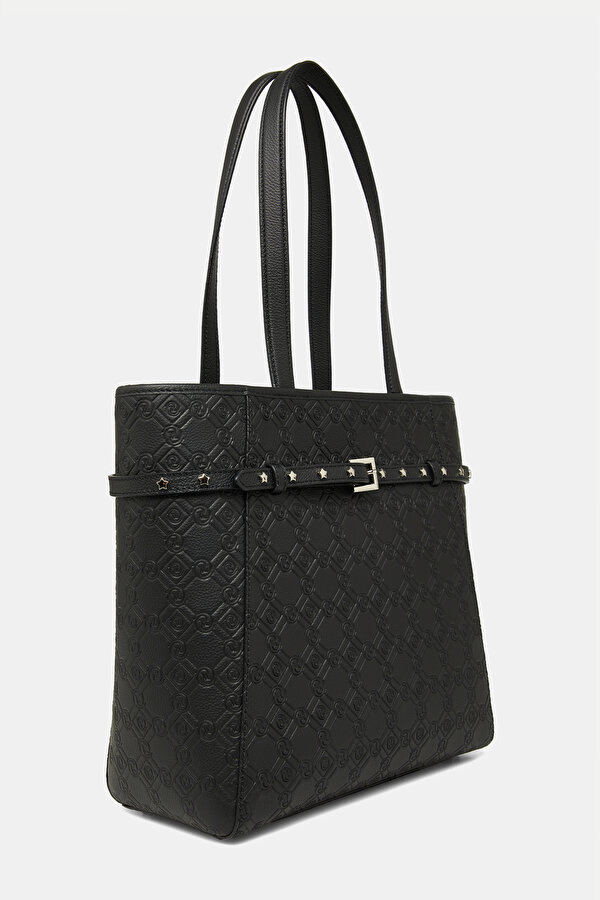 BLACK MONOGRAM LEATHER BAG 2