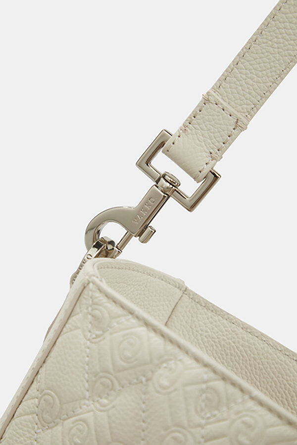 ECRU MONOGRAM LEATHER BAG 6