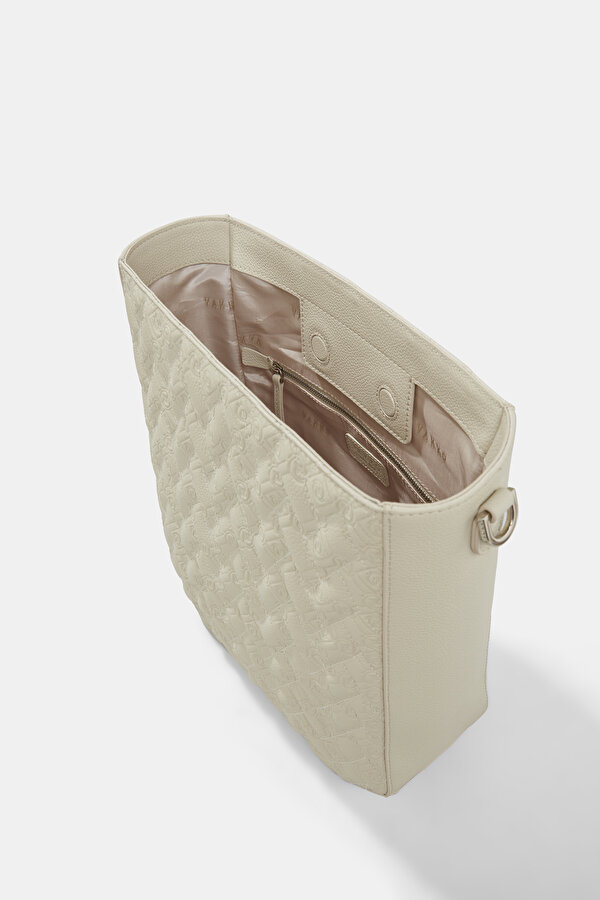ECRU MONOGRAM LEATHER BAG 7