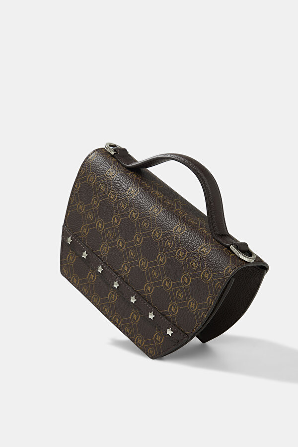 BEIGE MONOGRAM LEATHER BAG 6