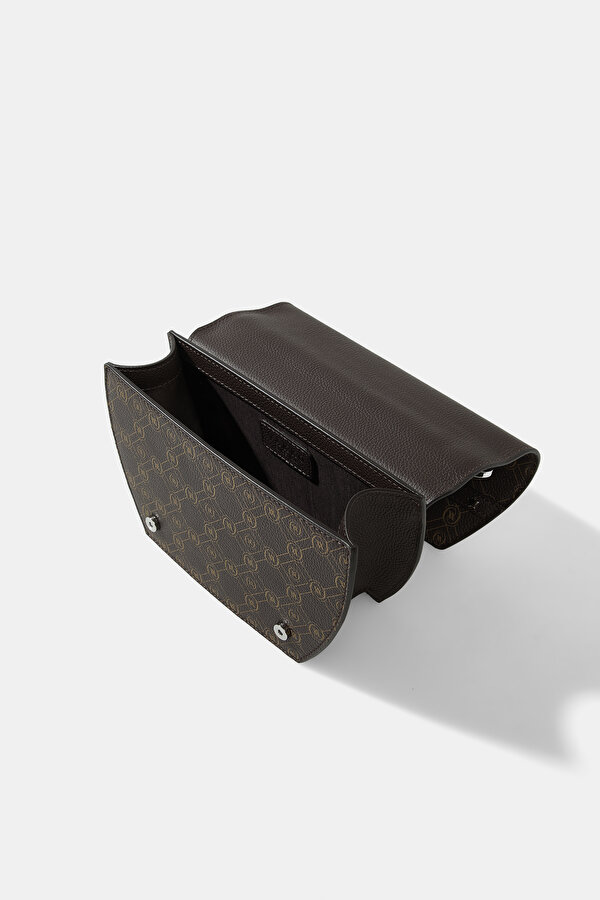 BEIGE MONOGRAM LEATHER BAG 7