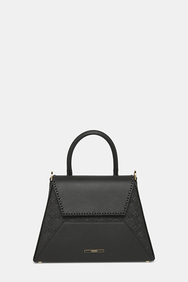 BLACK MONOGRAM LEATHER BAG