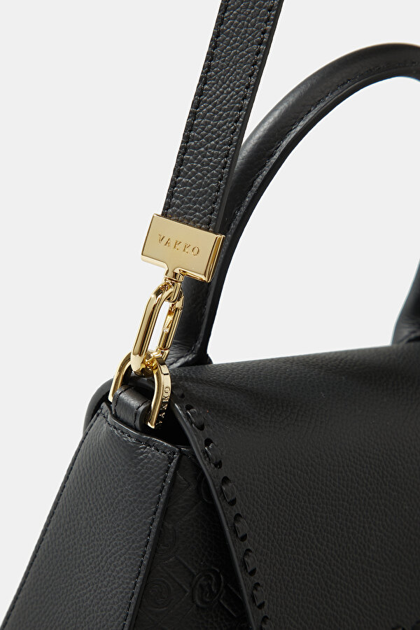 BLACK MONOGRAM LEATHER BAG 6