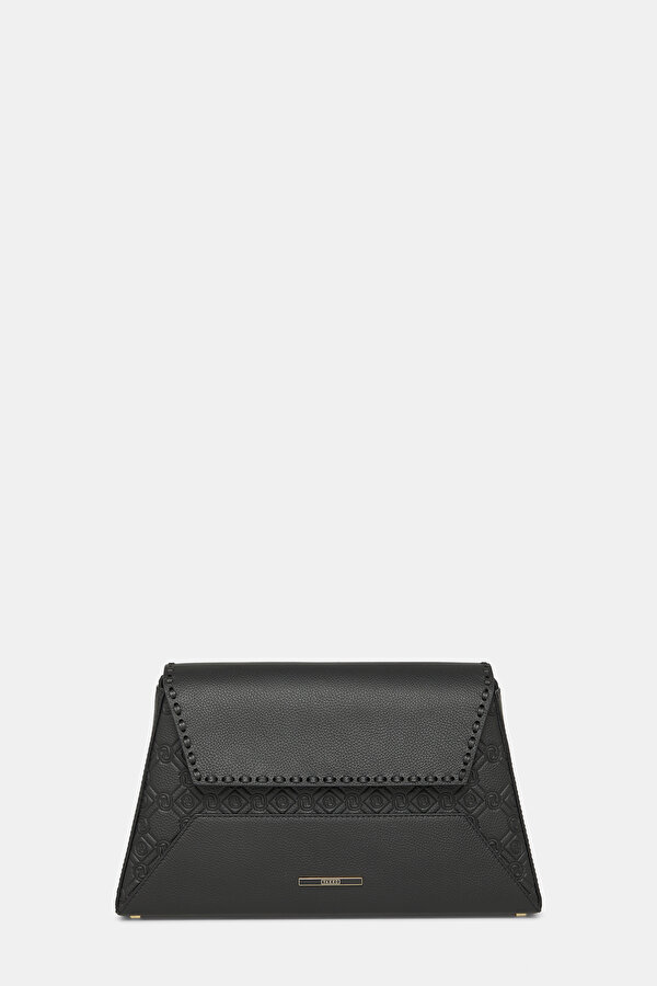 BLACK MONOGRAM LEATHER BAG