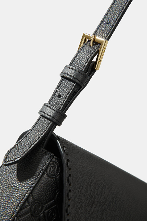 BLACK MONOGRAM LEATHER BAG 6