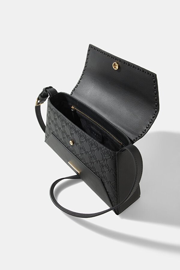 BLACK MONOGRAM LEATHER BAG 7