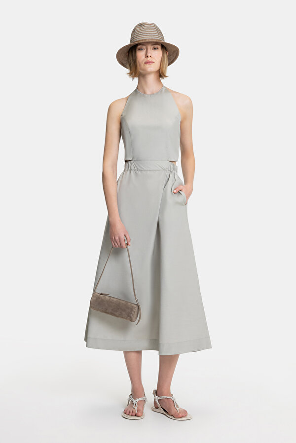 KHAKI HALTER DRESS