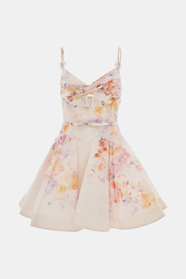 MULTİCOLOR FLORAL PATTERN MİNİ DRESS