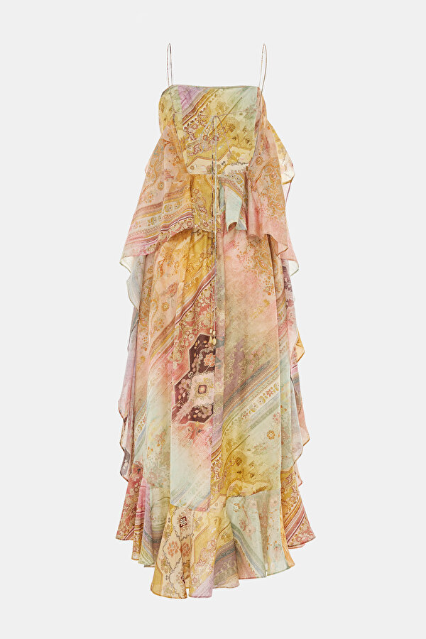 MULTİCOLOR FLORAL PATTERN MİDİ DRESS 2