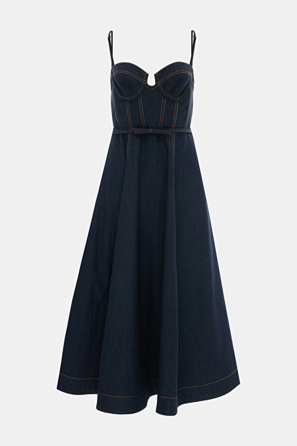 NAVY BLUE MİDİ DRESS