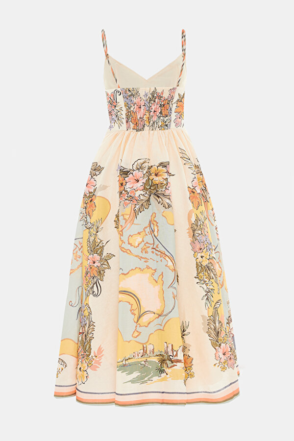 MULTİCOLOR FLORAL PATTERN MİDİ DRESS 2