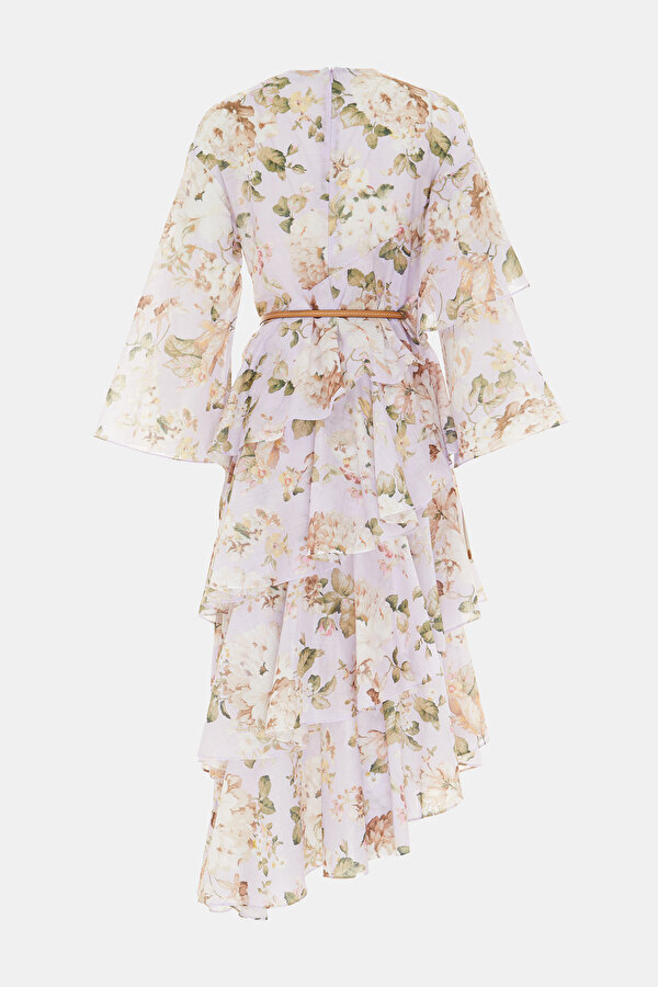 MULTİCOLOR FLORAL PATTERN MİDİ DRESS 2