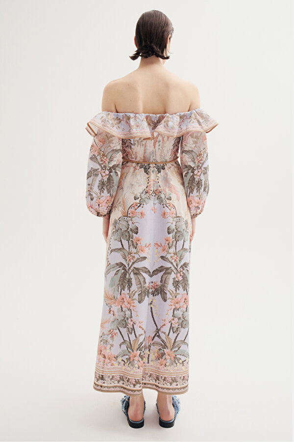 MULTİCOLOR FLORAL PATTERN MİDİ DRESS 2