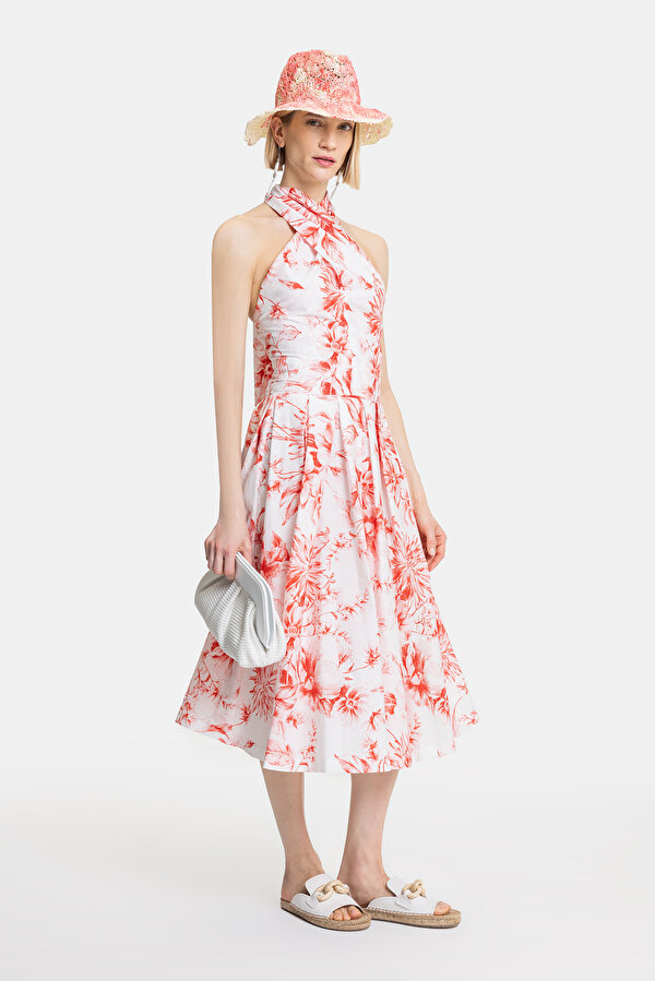 RED FLORAL PATTERN SKIRT