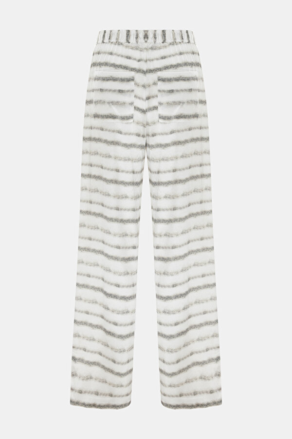 KHAKI STRIPED PATTERNED WIDE LEG TROUSERS 6