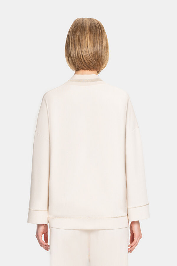 BEIGE V NECK SWEATSHIRT 2