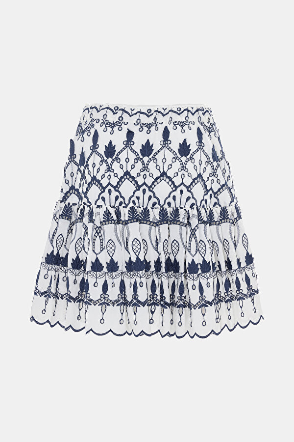 WHITE DESIGN FILLED MINI SKIRT 6