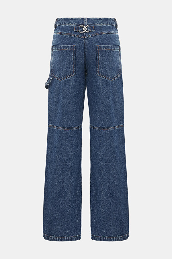 DARK BLUE WIDE LEG TROUSERS 2