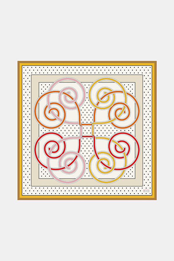 BEYAZ GEOMETRİK DESENLİ TWİLL EŞARP