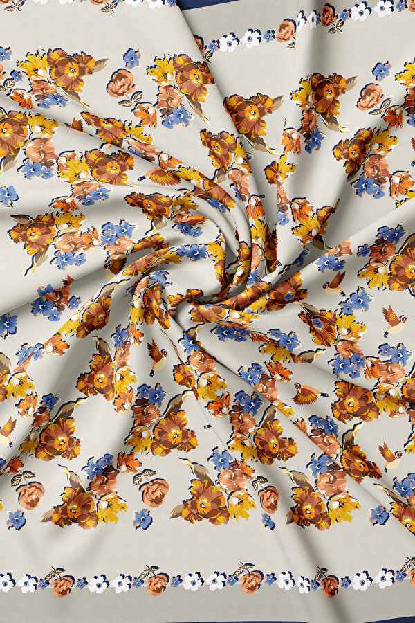 ORANGE FLORAL PATTERN TWILL BANDANA 2