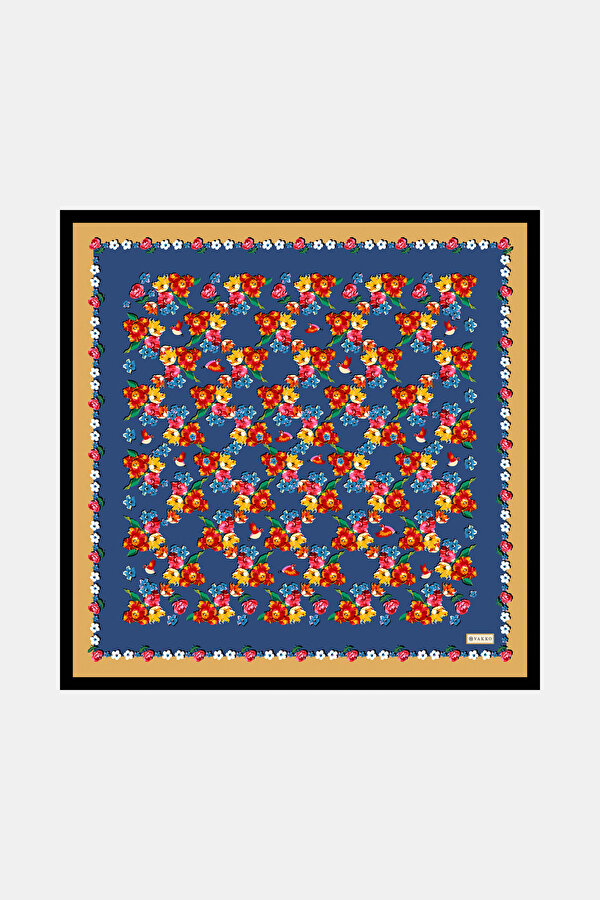 RED FLORAL PATTERN TWILL BANDANA